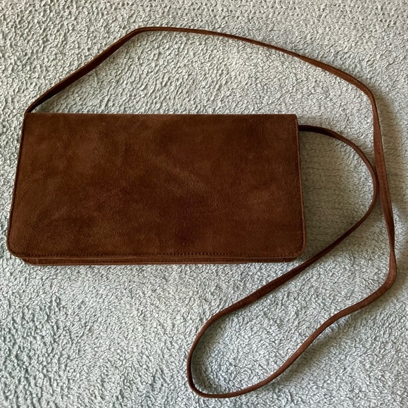 EUC Authentic 1970s/80s Vintage/Retro Brown Suede Leather Purse, Slim/Sleek - Picture 2 of 8